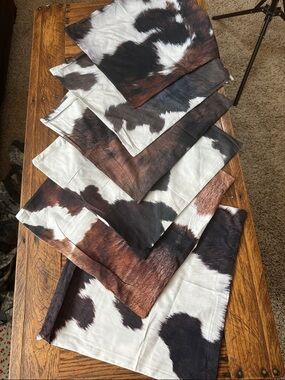 Cowhide Print Pillow Covers in Brown, Black & White